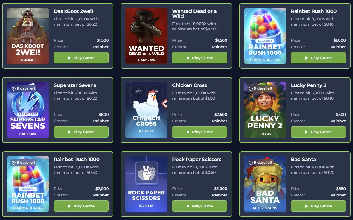 Extra bonussen bij Rainbet Casino